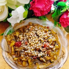 A picture of Khatta Meetha Karela (Bitter Gourd and Raw Mango Chutney).