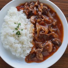 A picture of Japanese Hayashi Rice (Beef Stew over Rice).