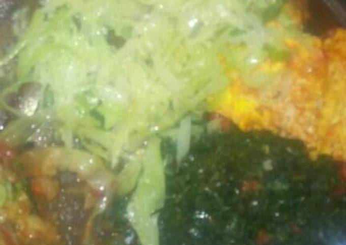 Skuma,fried omelette,cabbage,matumbo