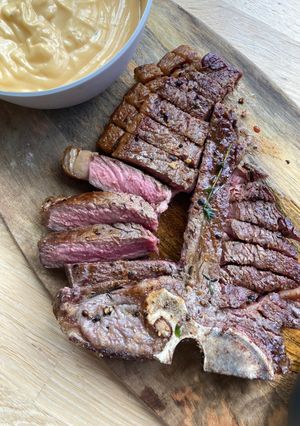 A picture of Garlic and thyme T-bone steak #CookEveryPart.