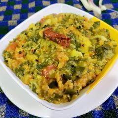 A picture of Moong dal and Onion Leaves Curry.