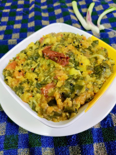 A picture of Moong dal and Onion Leaves Curry.