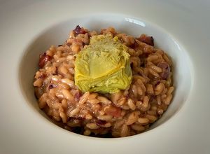 Foto principal de Arroz meloso con jamón ibérico, Idiazábal y alcachofa