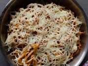 Gambar mie keju mozarella pedas