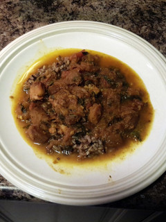 A picture of West Indian Curry Chicken with Squash.