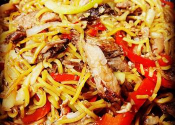 Fast Cooking Methods Leftover Roast Pork with Vegetable Chow Mein Delicious