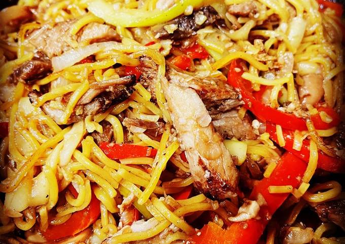 Leftover Roast Pork with Vegetable Chow Mein