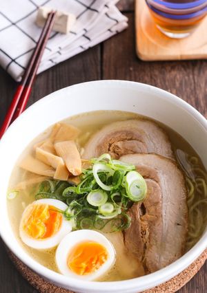 A picture of Homemade Shio Ramen with Savory Broth.