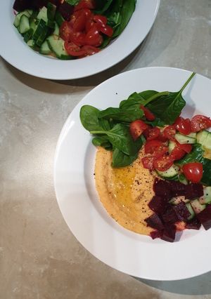 A picture of Sweet potato hummus bowl.
