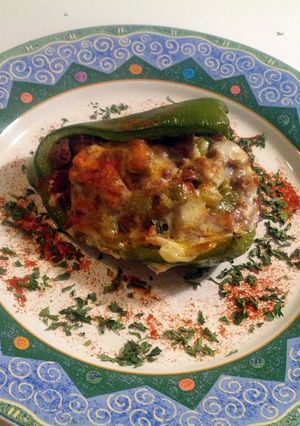 A picture of Philly Cheese Steak Stuffed Peppers.