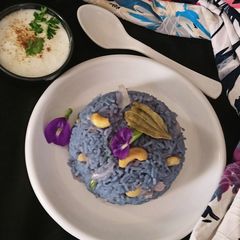 Butterfly pea flower Fried Rice A picture of Butterfly pea flower Fried Rice.