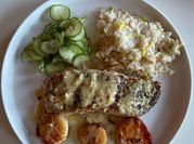 A picture of salmon leek