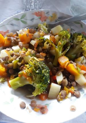 Una foto de Mix de vegetales y lentejas