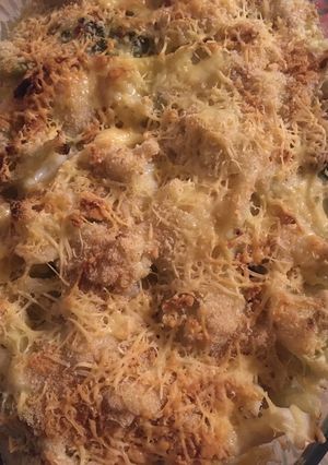 Une photo de Gratin chou-fleur brocolis
