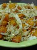 Ensalada tibia de repollo, puerro y calabaza