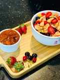 Fruit chaat with plum chutney