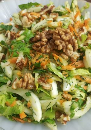 صورة لوصفة سلطة الشومر أو الشمر مع الخس والجزر😋
