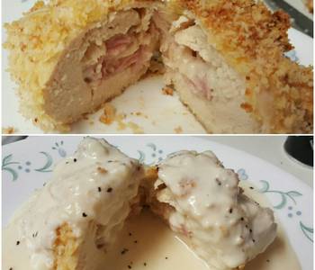 The New Way Serving Recipe Chicken Cordon Bleu with Cheese Sauce Practical Delicious