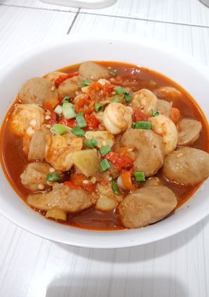 Foto resep Udang baso masak pedes