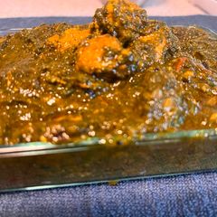 A picture of Spinach with seekh kebabs.