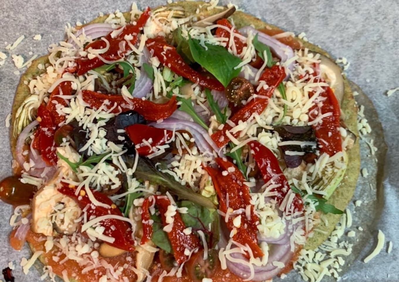 Pizza con masa de brócoli