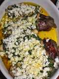 Aubergine with Olive Oil, Garlic, Parsley and Feta Cheese
