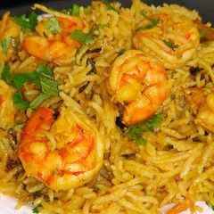 A picture of Prawns pulao in pressure cooker in 15 minutes.