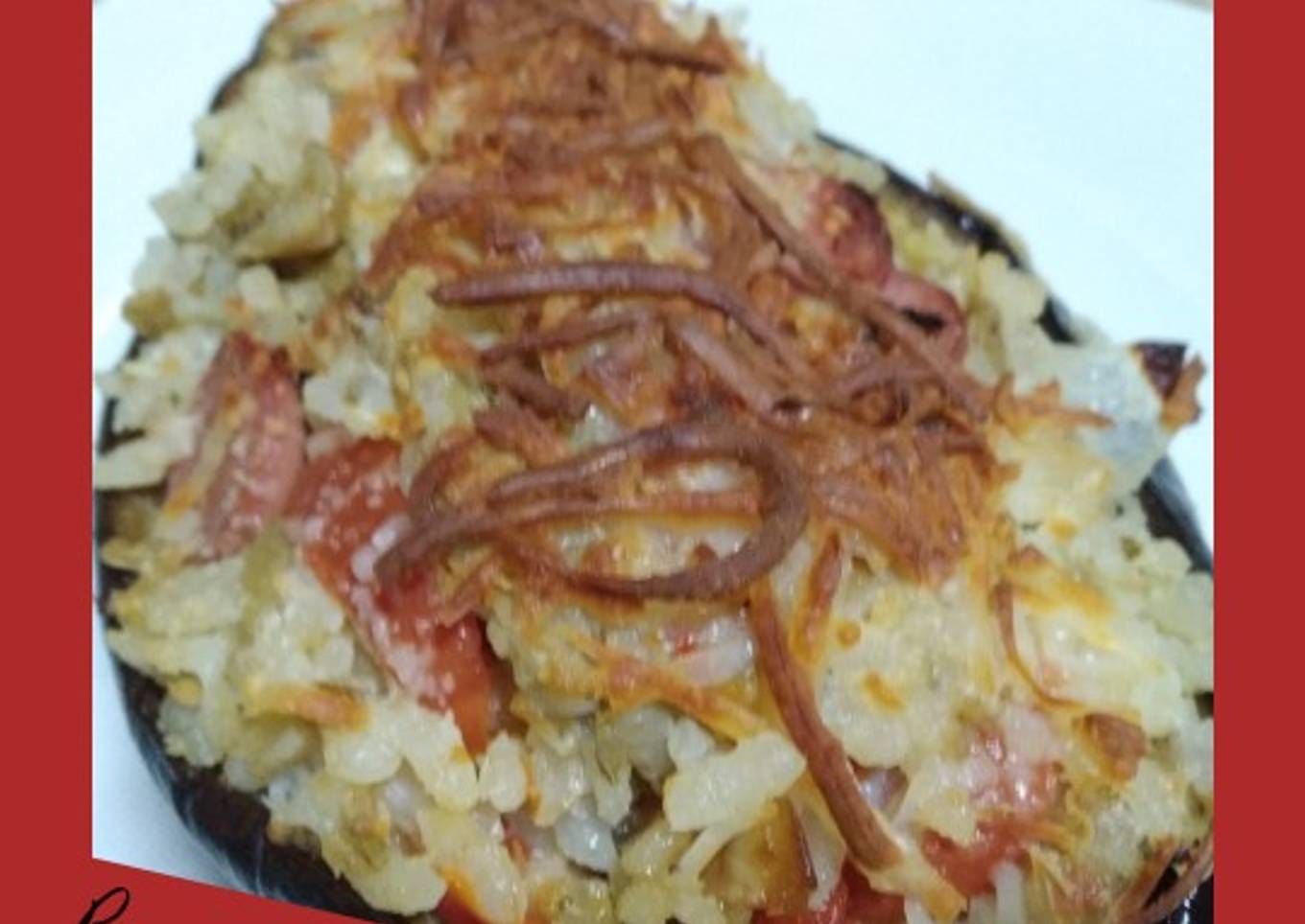Berenjena rellena de arroz