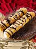 🫔Panqueques rellenos de manzana, pasas y crema, bañados con salsa de chocolate🫔 Canelones dulces