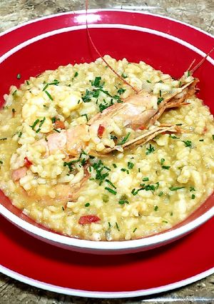 Una foto de Risotto de Langostinos