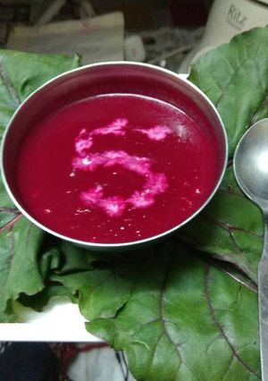 A picture of Winter soups Chukandar (beet root) soup.