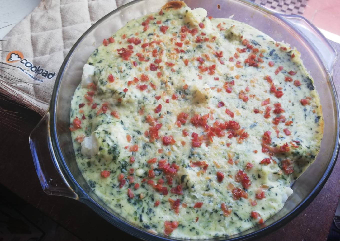 Coliflor a la bechamel de espinacas y queso🍃🧀