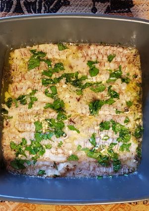 Foto di Antipasto di canocchie o pannocchie al forno
