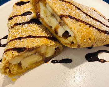 Without Fail Making Recipe Banana  Peanut  Butter Stuffed Pancake  Very Delicious