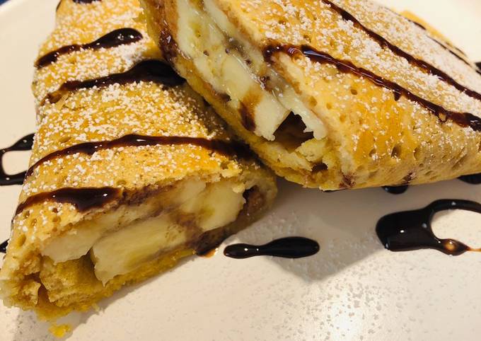 Banana 🍌 Peanut 🥜 Butter Stuffed Pancake 🥞 Recipe