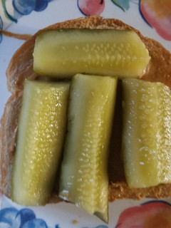 A picture of Mr. Spocks Peanut Butter & Pickle Sammich.