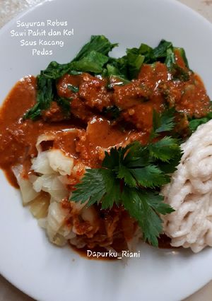 Foto resep 89. Sayuran Rebus Sawi Pahit dan Kol Saus Kacang Pedas