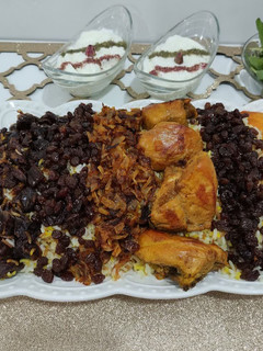 عکسی از دستور رشته پلو با مرغ زعفرانی😋