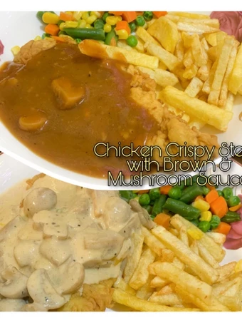 Cara Gampang Menyiapkan Resep Chicken Crispy Steak (with Brown &amp; Mushroom Sauce) yang Lezat Anti Ribet, Bikin Ngiler