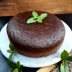 Eggless, Dark Chocolate Sponge Cake with Wheat flour A picture of Eggless, Dark Chocolate Sponge Cake with Wheat flour.