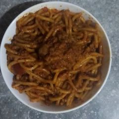 A picture of Spaghetti and meatballs.