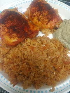 A picture of Roasted Rice and Chicken.