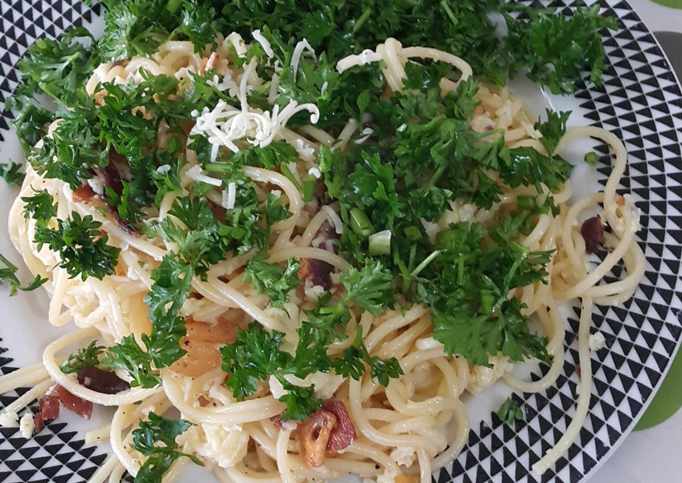 Aglio e olio w beef ham