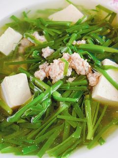 Hình của món Canh hẹ đậu hủ non.