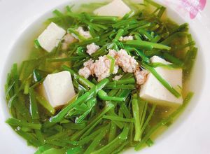 Hình của món Canh hẹ đậu hủ non.