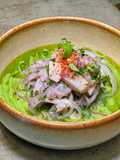 Cebiche de pescado blanco con Leche de tigre caribeña