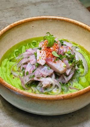Foto principal de Cebiche de pescado blanco con Leche de tigre caribeña