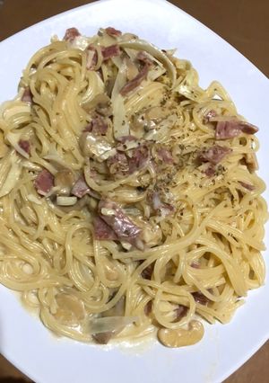 Foto resep Spaghetti Creamy Mushroom #dapurwiwin 👩🏻‍🍳