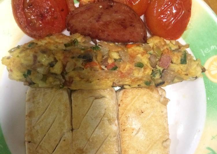 Resep Omelette with Grilled Silk Tofu, Tomato, and Beef, Enak