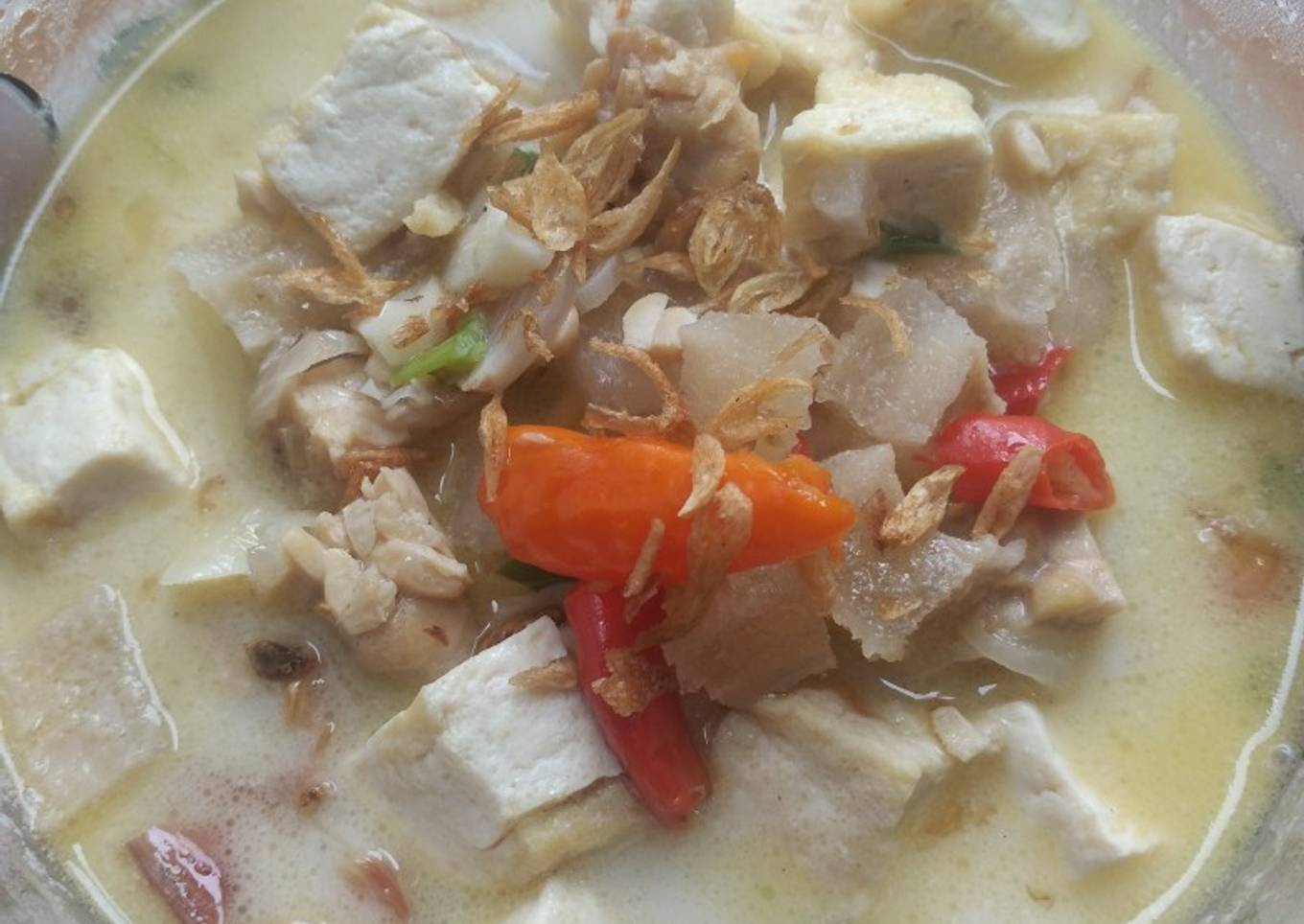 Sayur tahu tempe cecek pedas bumbu iris